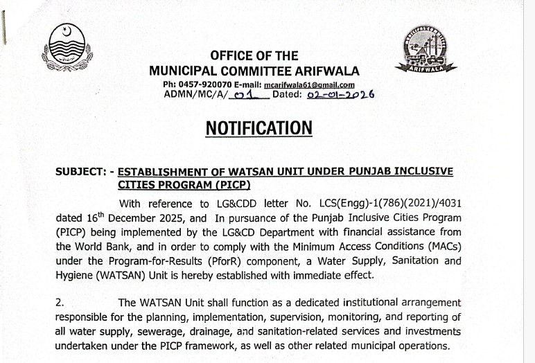 WATSAN Unit Operationalization in MCs  